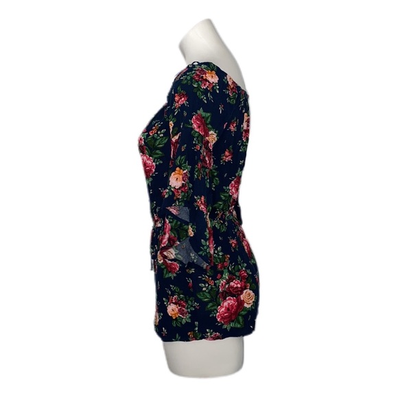 Ambiance Navy Blue Floral Romper sz m - Picture 2 of 4